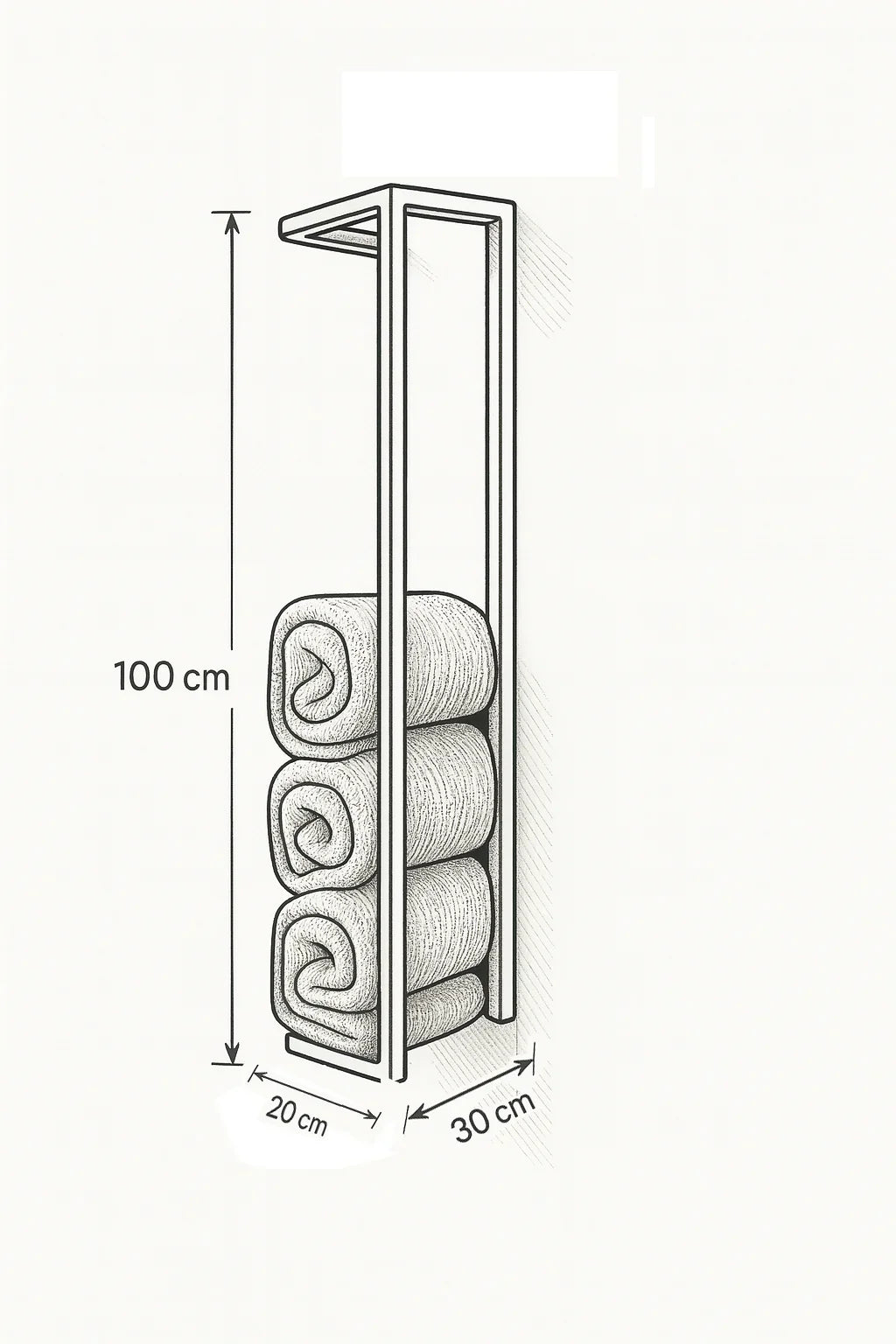 Towel Holder - Steel - Black - 100x20x30 cm - Cataloug
