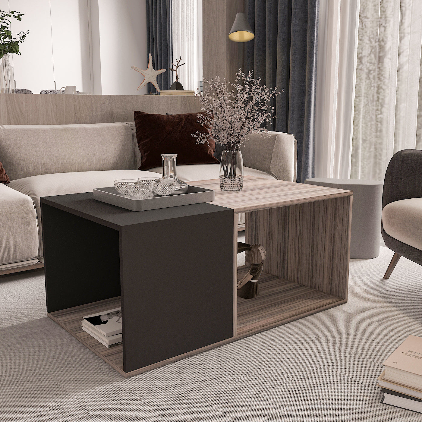 Coffee Table - MDF - Multi Color - 100x50x40 cm