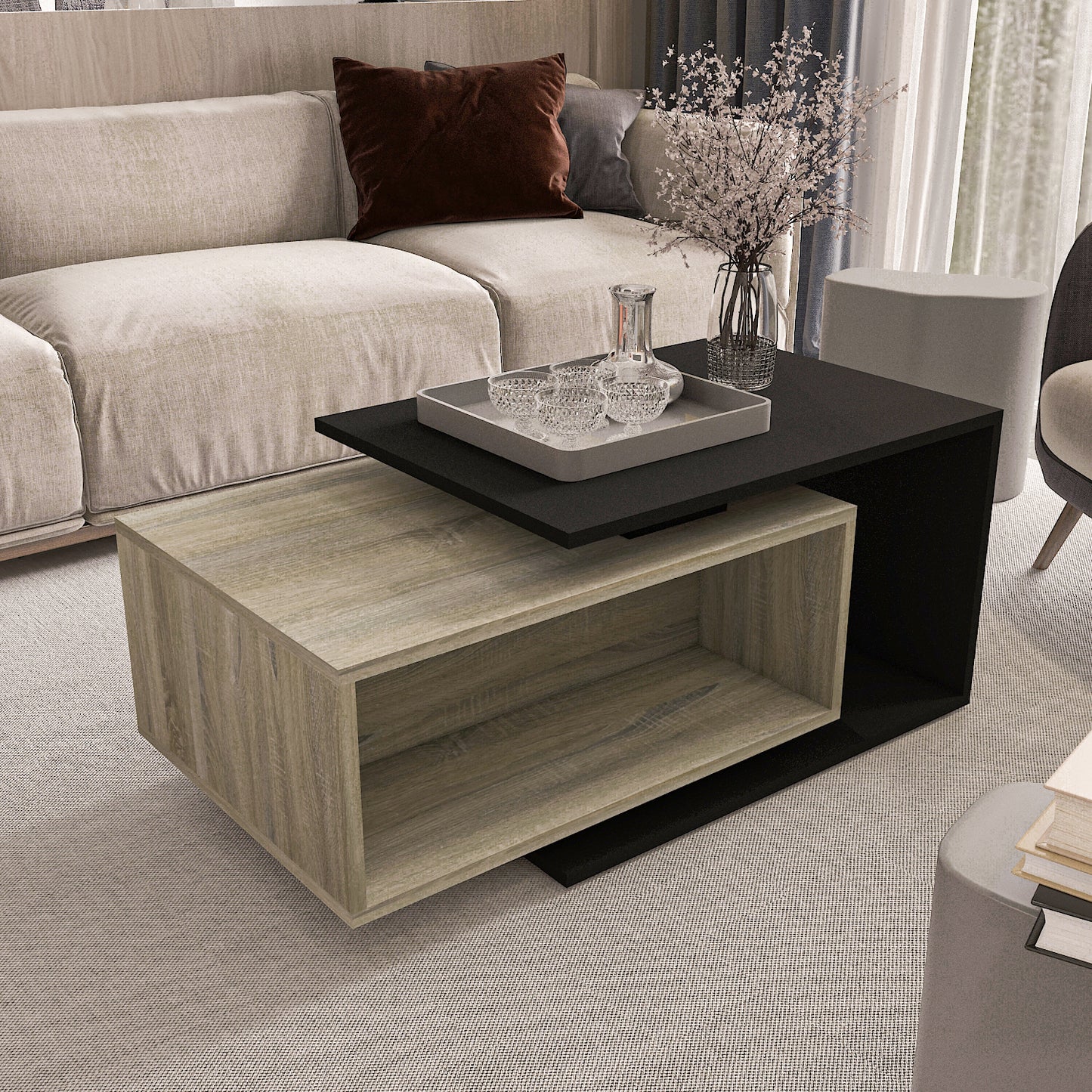 Coffee Table - MDF - Multi Color -100x50x41.4 cm