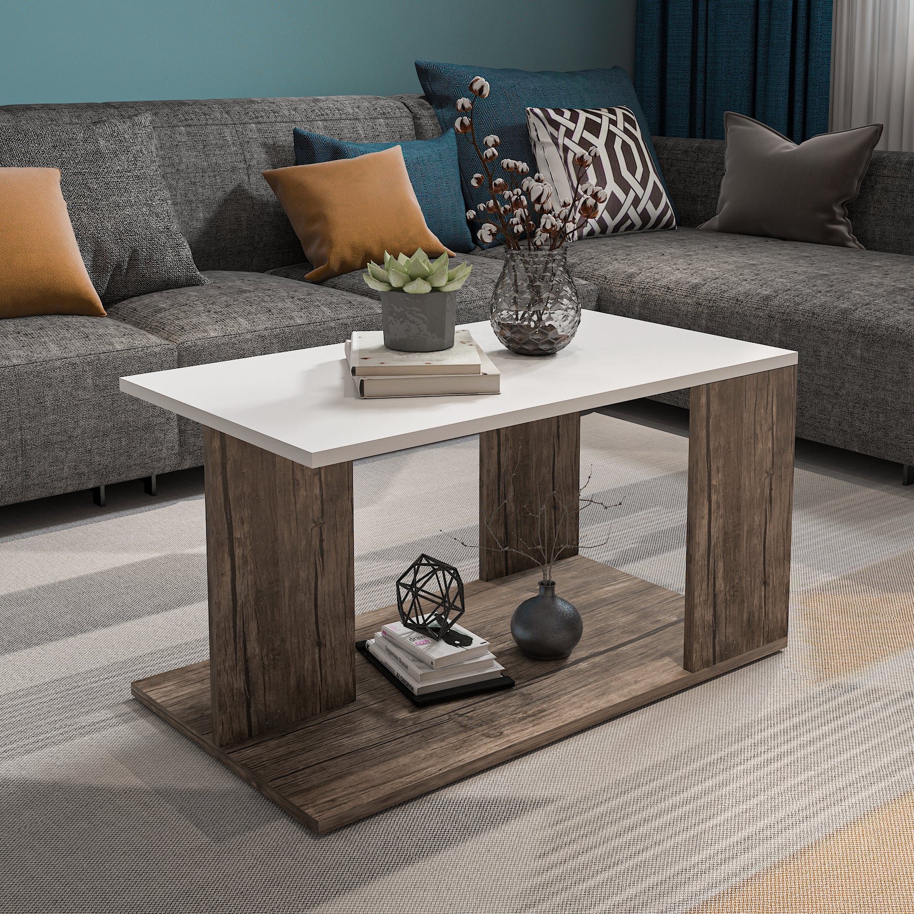Coffee Table - MDF - Multi Color - 80x45x45 cm