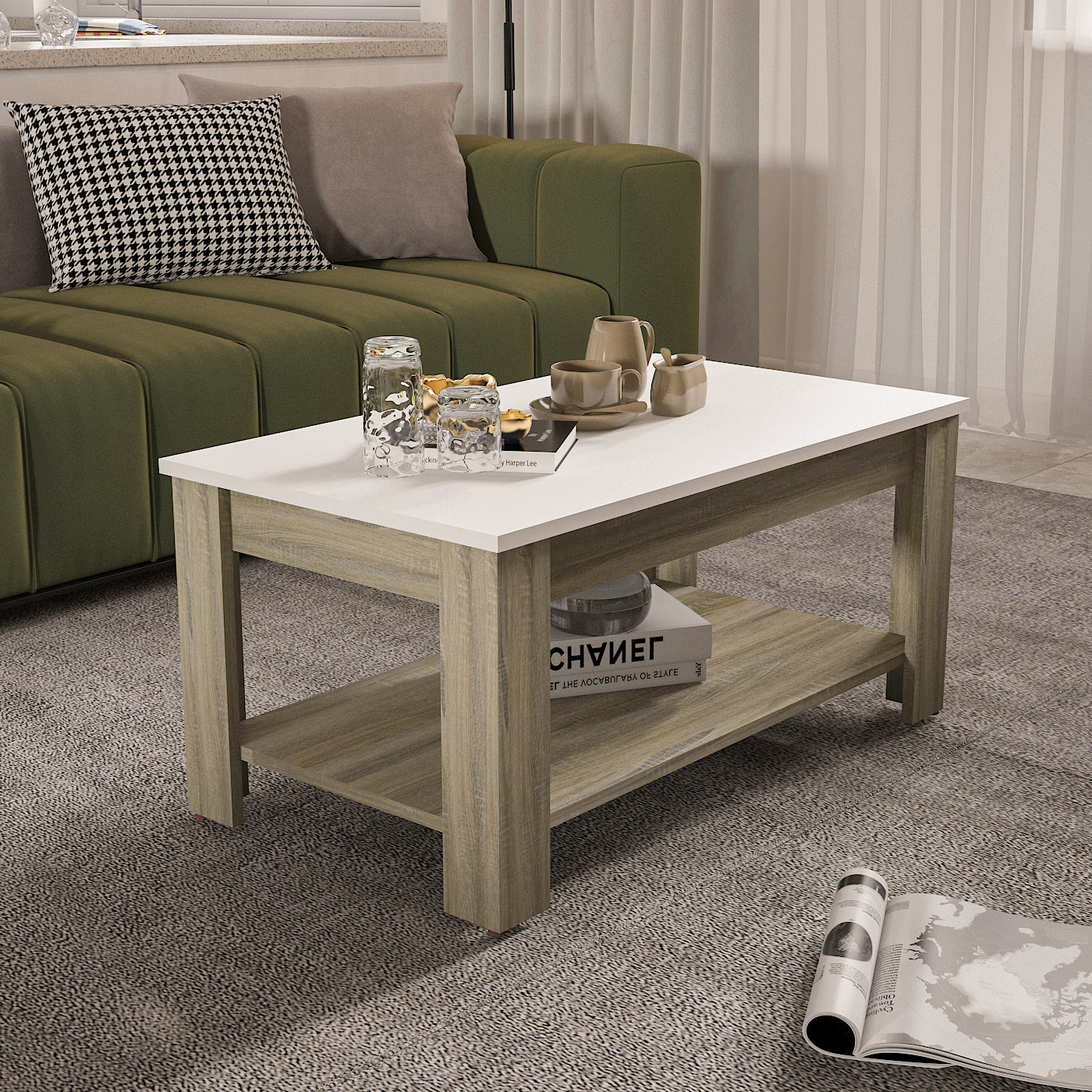 Coffee Table - MDF - Multi Color -92x52x43 cm