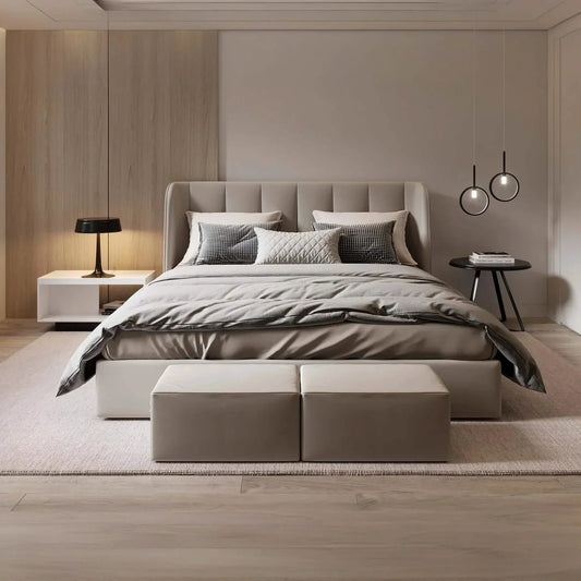 Bed - MDF - Velvet - Multi Sizes - Cataloug