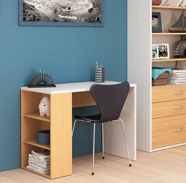 Desk - MDF Wood - White & Beige - 100x60x75 cm - Cataloug