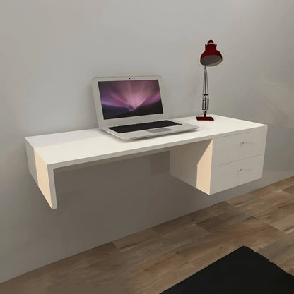 مكتب مثبت على الحائط - PW - أبيض - 100 × 40 × 35 سم