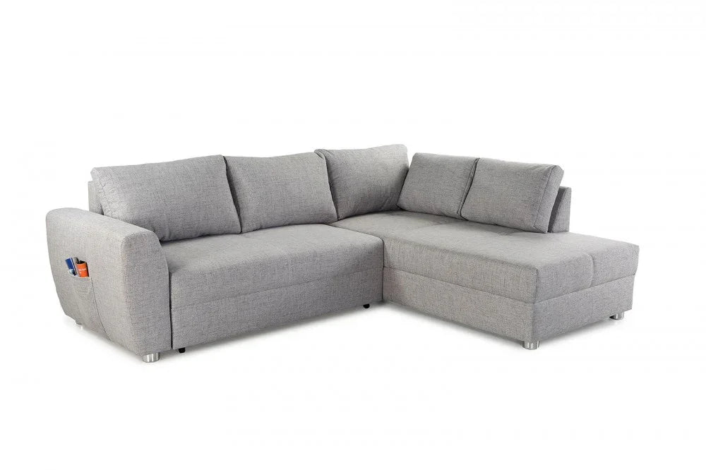 Sofa L Shape - Beech Wood - Linen Fabric - Grey - 280x200x85 cm - Cataloug
