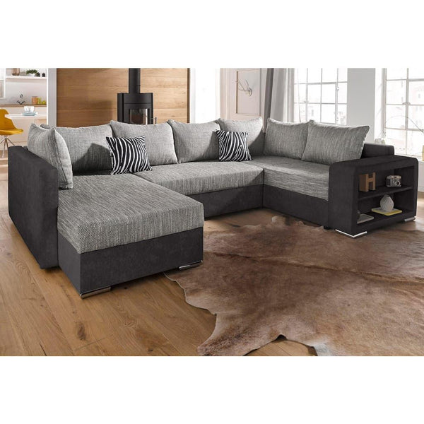 Sofa U Shape - Beech Wood - Linen Fabric - Grey - 300x200x85 cm - Cataloug