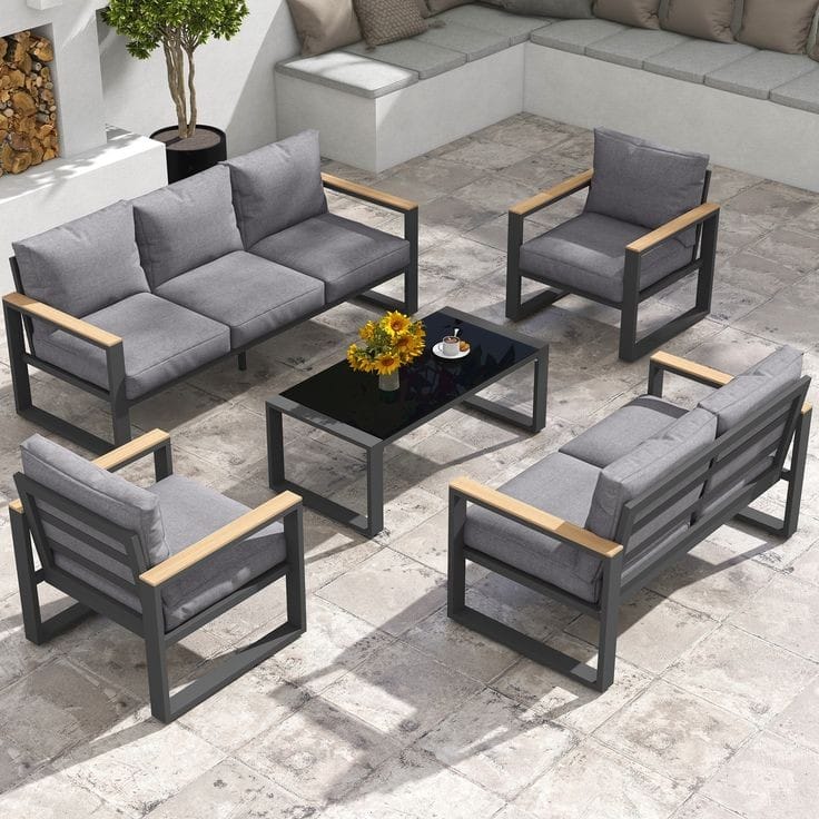 Outdoor Set - 5 Pieces - Black & Grey