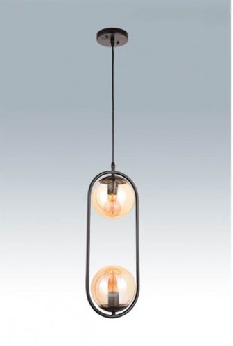 Chandelier - Metal & Glass - Black - 20 x 100 cm