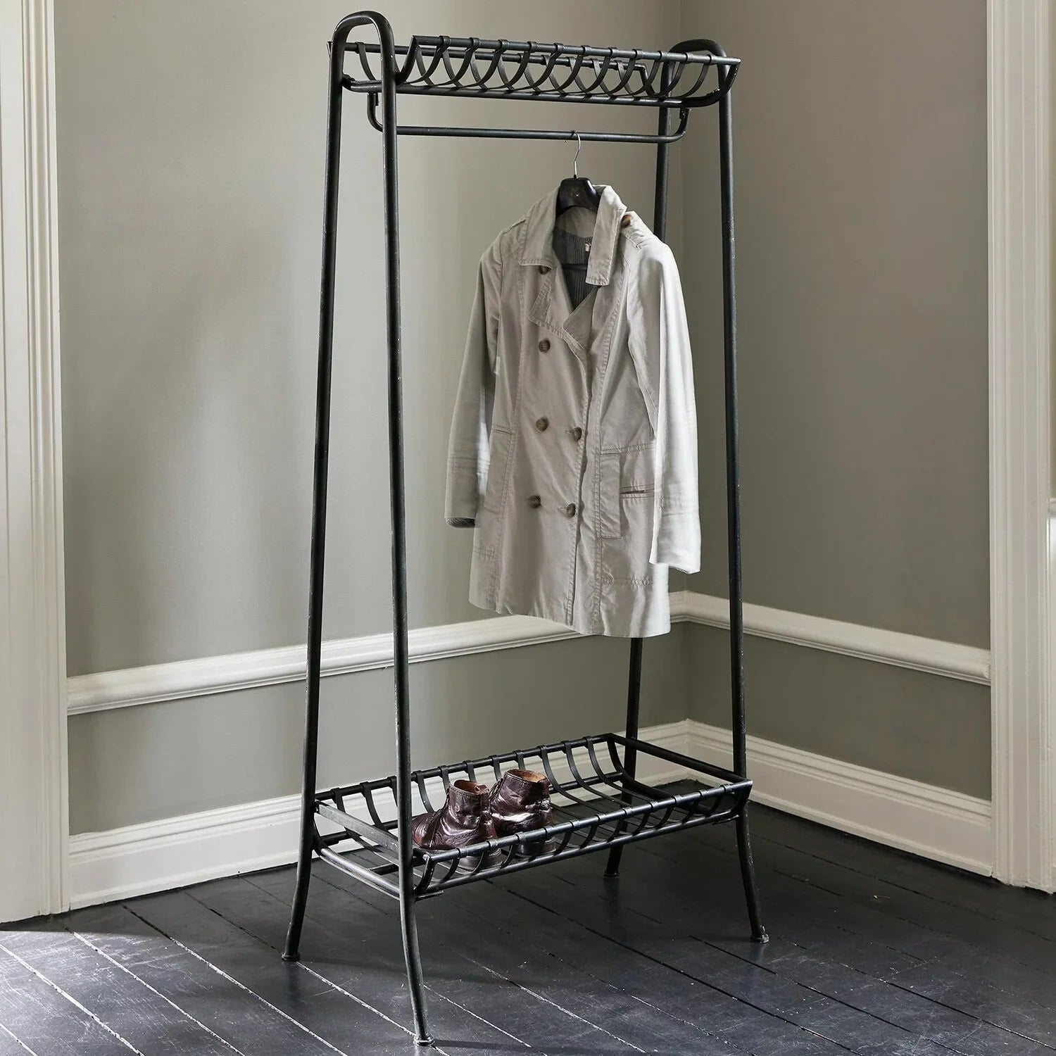 شماعة ملابس - ستيل - أسود - 80x50x180 سم