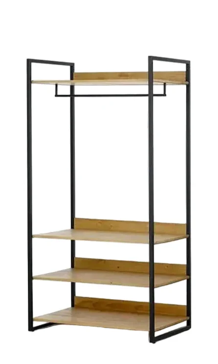 وحدة تخزين ملابس - ستيل - خشب إم دي إف - أسود - 120x50x200 سم