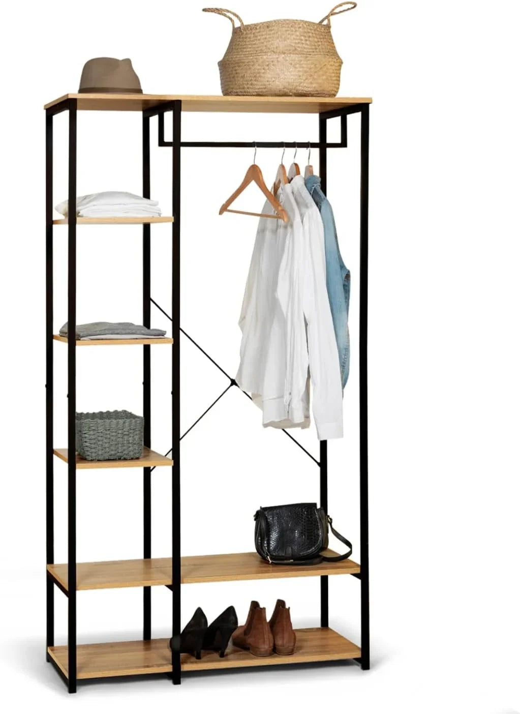 وحدة تخزين ملابس - ستيل - خشب إم دي إف - أسود - 120x40x200 سم
