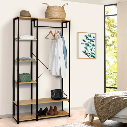 Clothing Storage Unit - Steel - MDF - Black - 120x40x200 cm