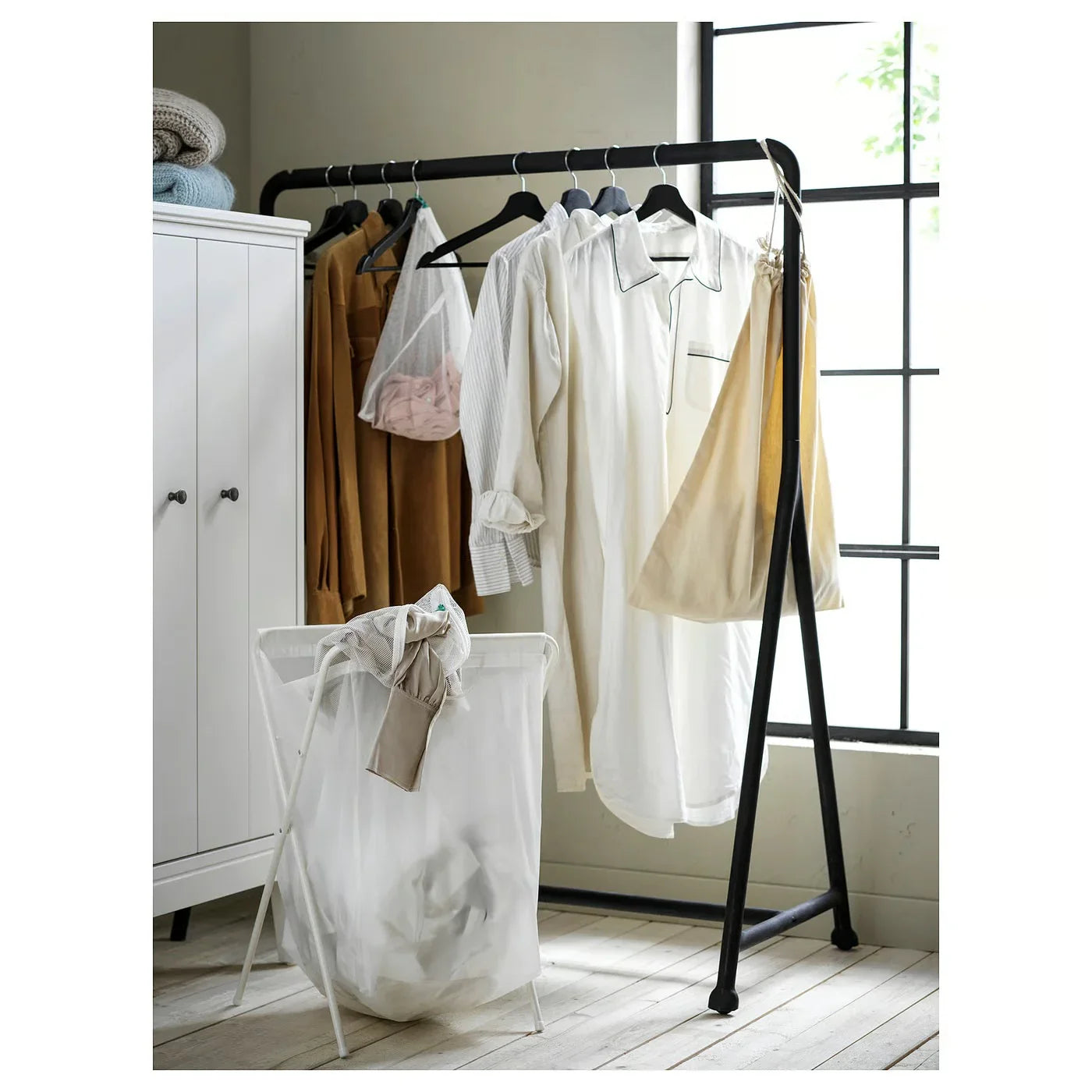 شماعة ملابس - ستيل - أسود - 120×50×150 سم