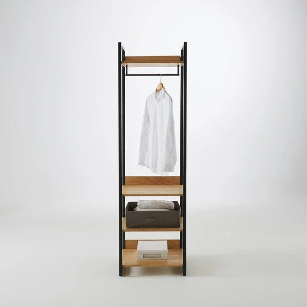 وحدة تخزين ملابس - ستيل - خشب إم دي إف - أسود - 60x60x200 سم