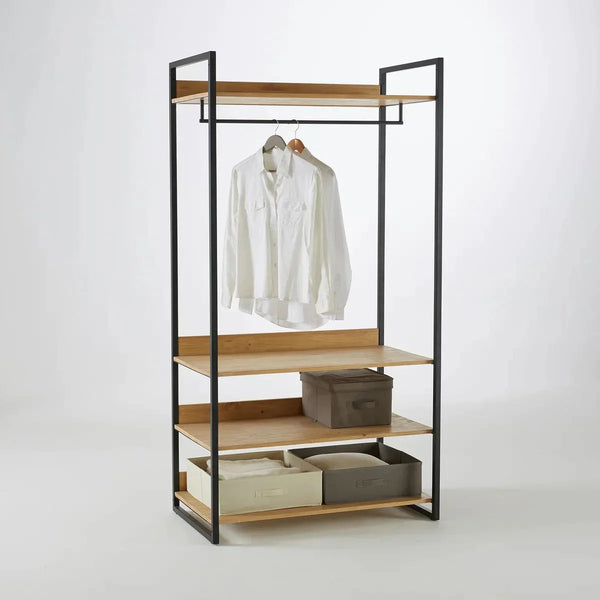 وحدة تخزين ملابس - ستيل - خشب إم دي إف - أسود - 120x50x200 سم
