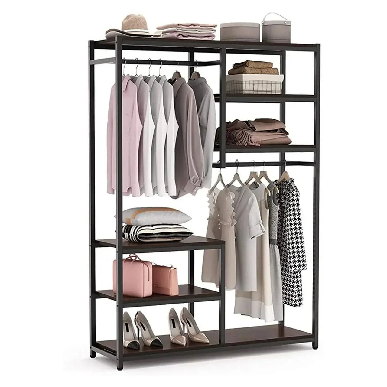 شماعة ملابس - ستيل - خشب إم دي إف - أسود - 120x40x180 سم