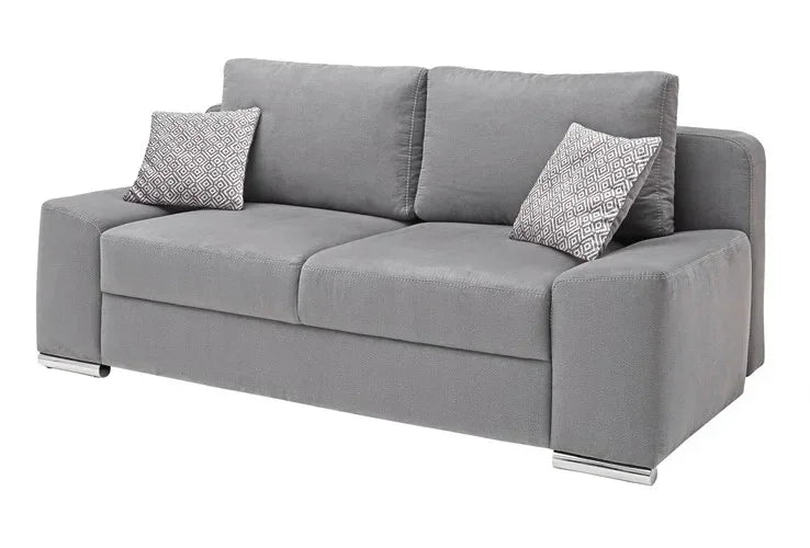 Sofa Bed - Beech Wood - Linen Fabric - Grey - 200x85 cm - Cataloug