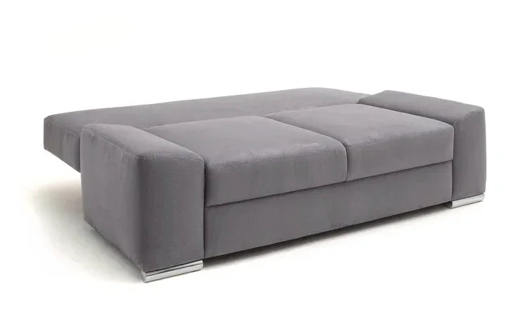 Sofa Bed - Beech Wood - Linen Fabric - Grey - 200x85 cm - Cataloug