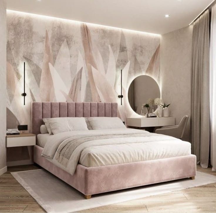 سرير - مقاس ام دي اف- وردي - مقاسات متعددة