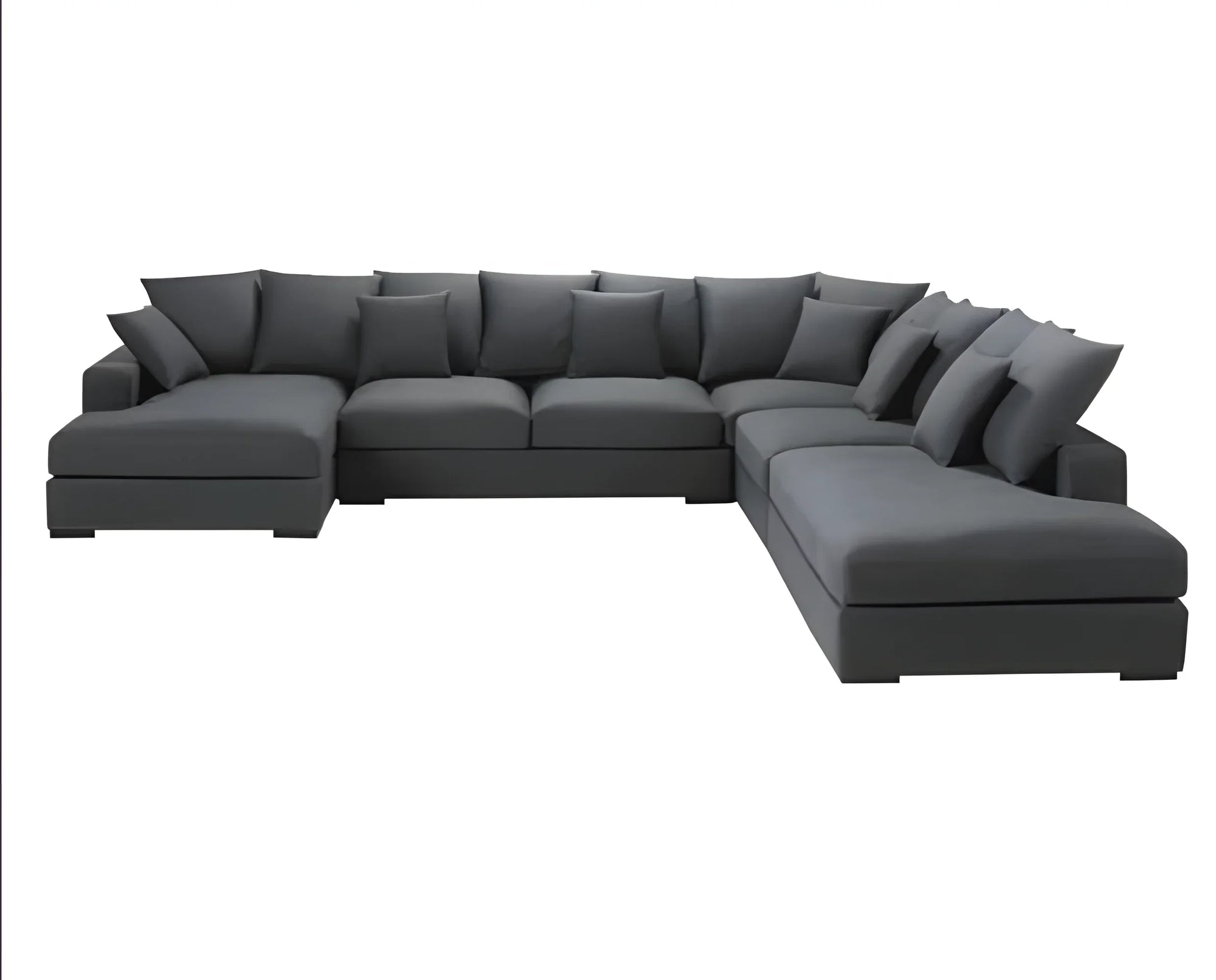 Sofa L Shape - Beech Wood - Linen Fabric - Grey - 300x250x160 cm - Cataloug