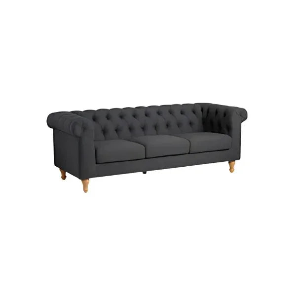 3 Seat Sofa - Beech Wood - Linen Fabric - Grey - 230x90 cm - Cataloug