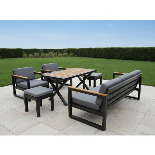 Outdoor Set - 6 Pieces - Black & Grey