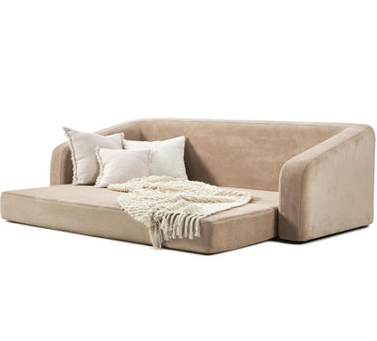Sofa Bed - Natural Wood - Multi  Fabrics - Grey - 230x 100 x 70 cm
