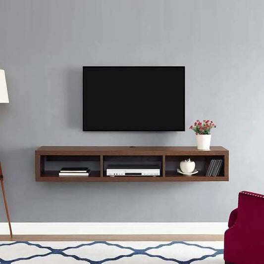 وحدة تلفزيون مثبتة على الحائط - لون بني غامق - 130×30×25 سم