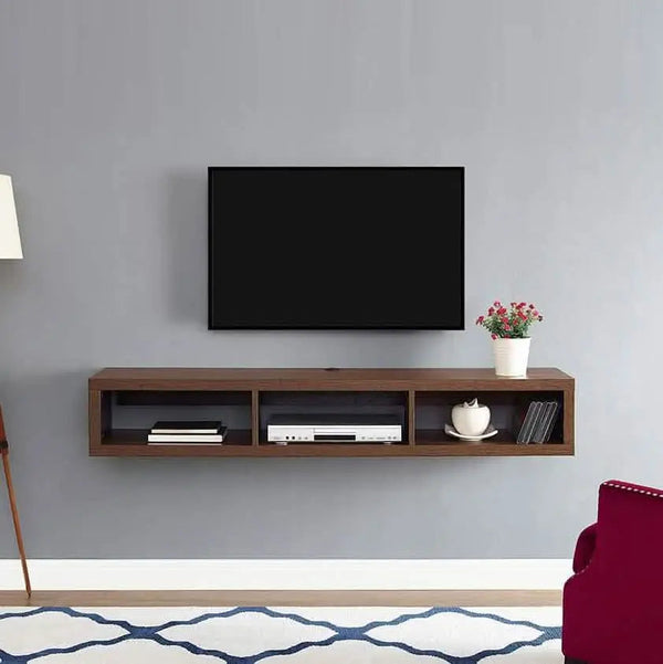 wall mounted tv unit- PW-dark brown- 140x30x25 cm