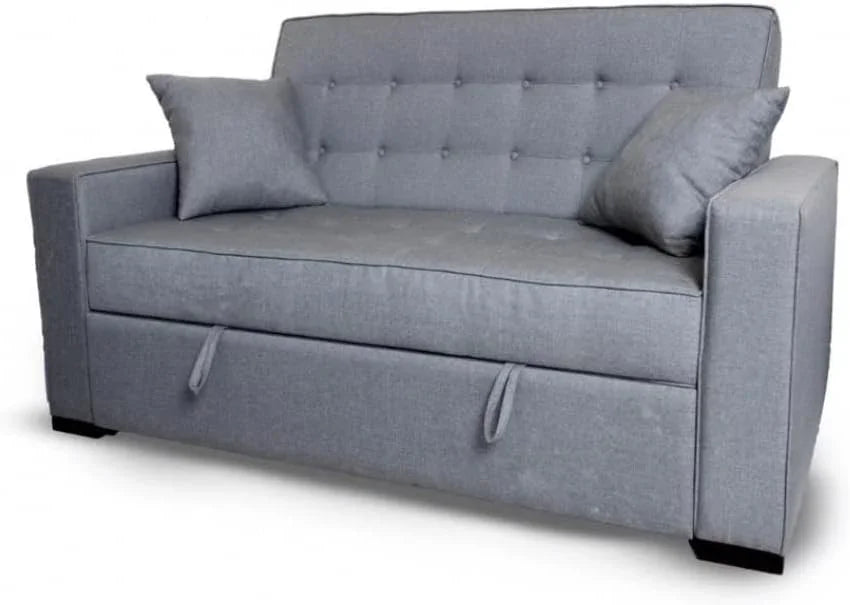 Sofa Bed - Beech Wood - Linen Fabric - Grey - 200x90 cm - Cataloug