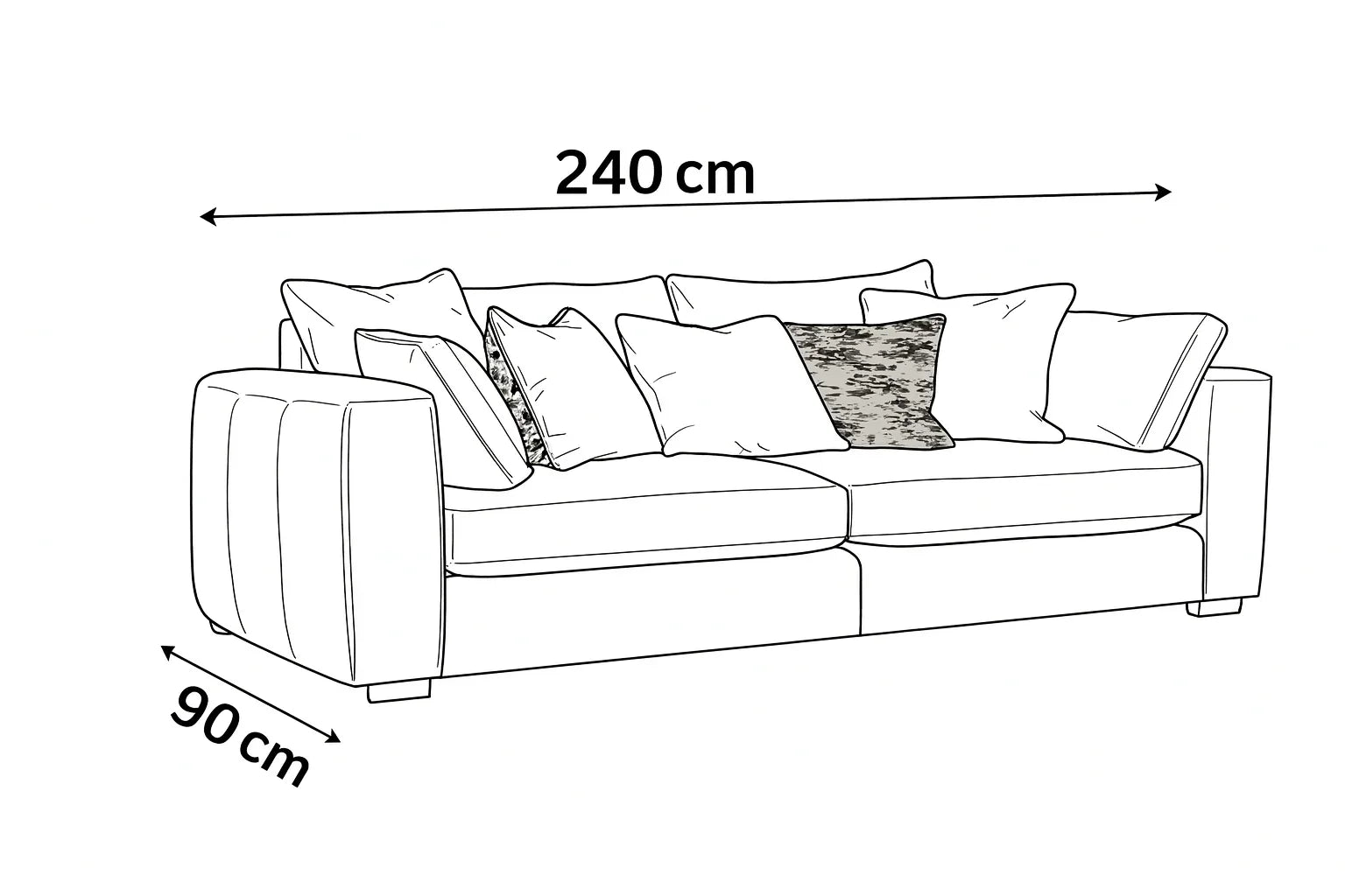 Sofa - Beech Wood - Velvet Fabric - Beige - 240x90 cm - Cataloug