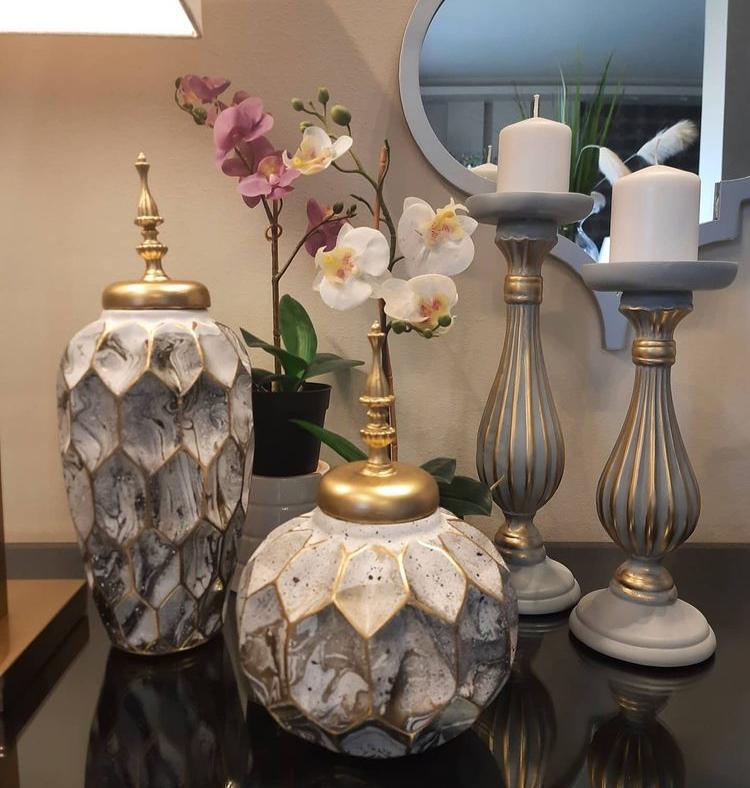 مزهرية - بوليستر - رخام - متعددة الأحجام