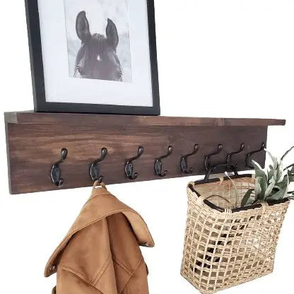 Shelf with hanger - NW - Brown - 13x65x15 cm