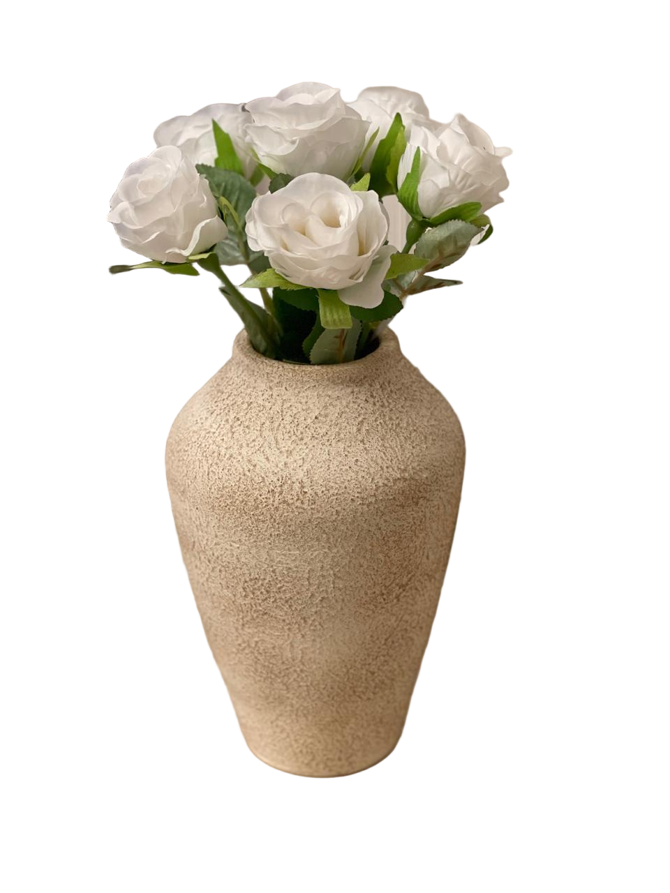 Pottery Vase - pride - Off White & Brown - 9x22 cm