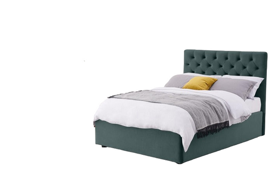 Bed Beech Wood Linen Dark Green 160×200