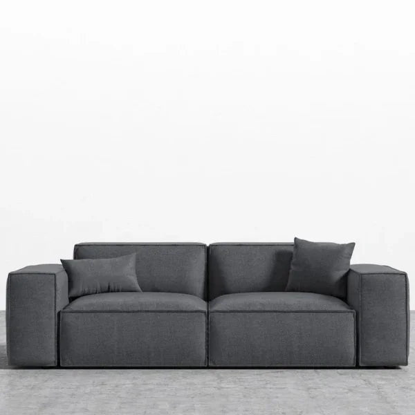Sofa - Beech Wood - Linen Fabric - Grey - 200x90x75 cm - Cataloug