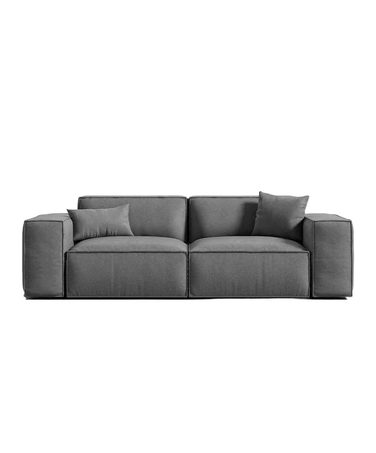 Sofa - Beech Wood - Linen Fabric - Grey - 200x90x75 cm - Cataloug