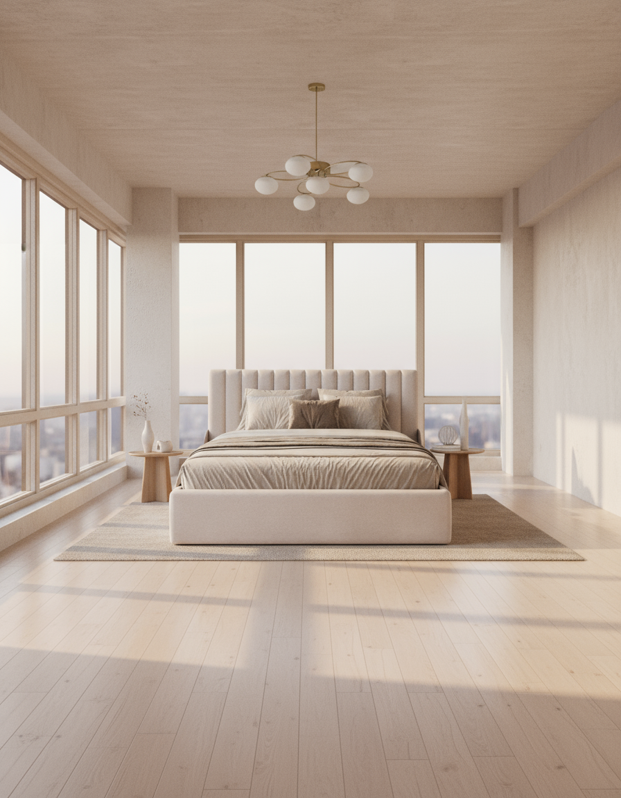 سرير - خشب ام دي اف - بيج - متعدد المقاسات