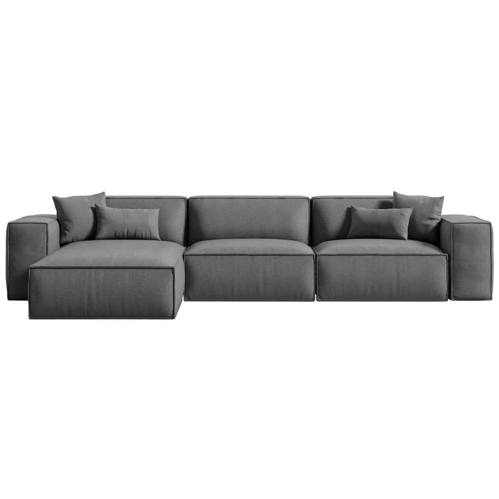 Sofa L Shape - Natural Wood - Multi Fabric - Multi color - 280x180x90x75 cm