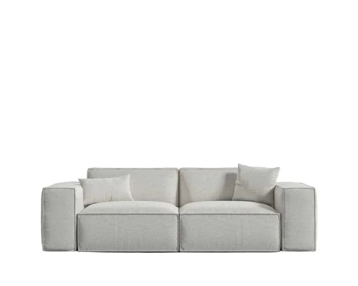 Sofa - Beech Wood - Linen Fabric - Beige - 200x90x75 cm - Cataloug