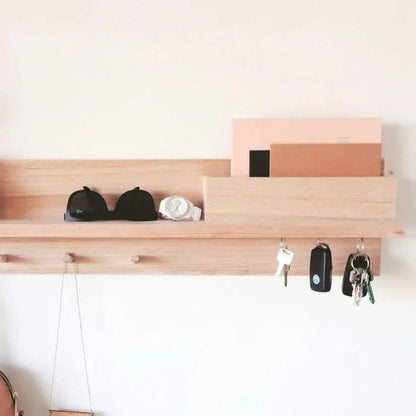 Shelf with hanger - NW - Wooden color - 12x72x20 cm