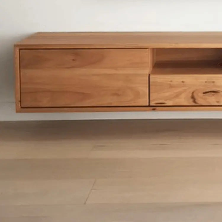 وحدة تلفزيون مثبتة على الحائط - خشب إم دي إف - لون خشبي - 110x35x90 سم