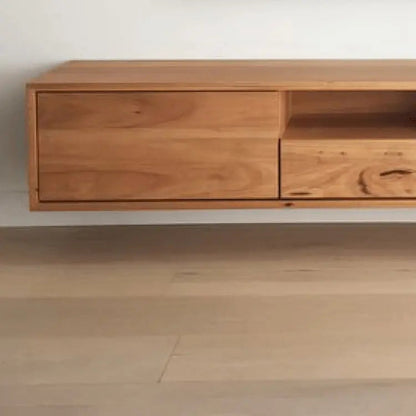 وحدة تلفزيون مثبتة على الحائط - خشب إم دي إف - لون خشبي - 110x35x90 سم