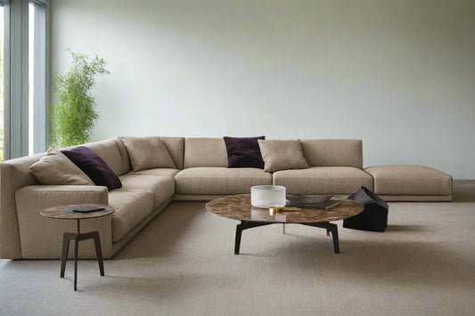 Sofa - Beech Wood - Linen - Beige - 350x250x90x75 cm - Cataloug