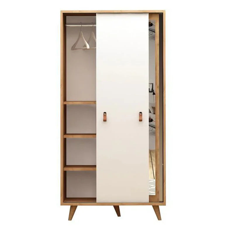 Wardrobe - MDF Wood - Beige & White - 100x60x185 cm - Cataloug