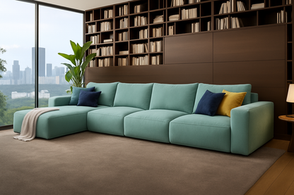 Sofa Beech Wood Linen Light Turquoise 350×180×90×75