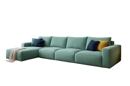 Sofa Beech Wood Linen Light Turquoise 350×180×90×75