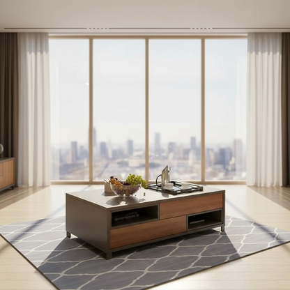 Coffee Table - MDF - Grey & Brown - 100x60x48