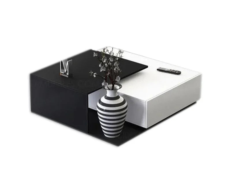 Coffee Table - MDF - White & Black - 80x80x40 - Cataloug