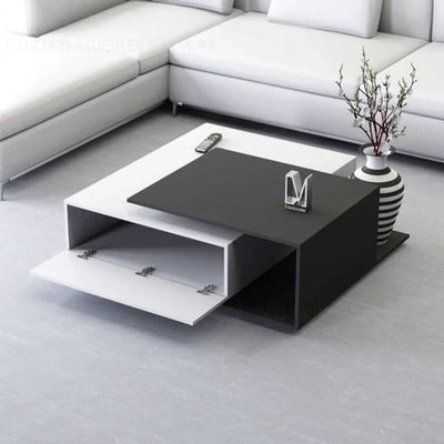 Coffee Table - MDF - White & Black - 80x80x40 - Cataloug